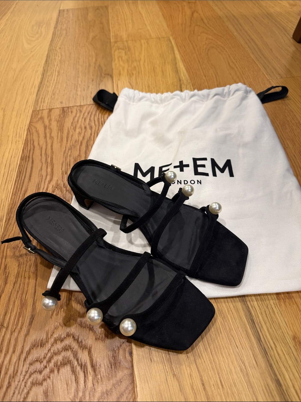 *ME+EM Pearl detail nappa kitten heel sandals straps EU 39.5